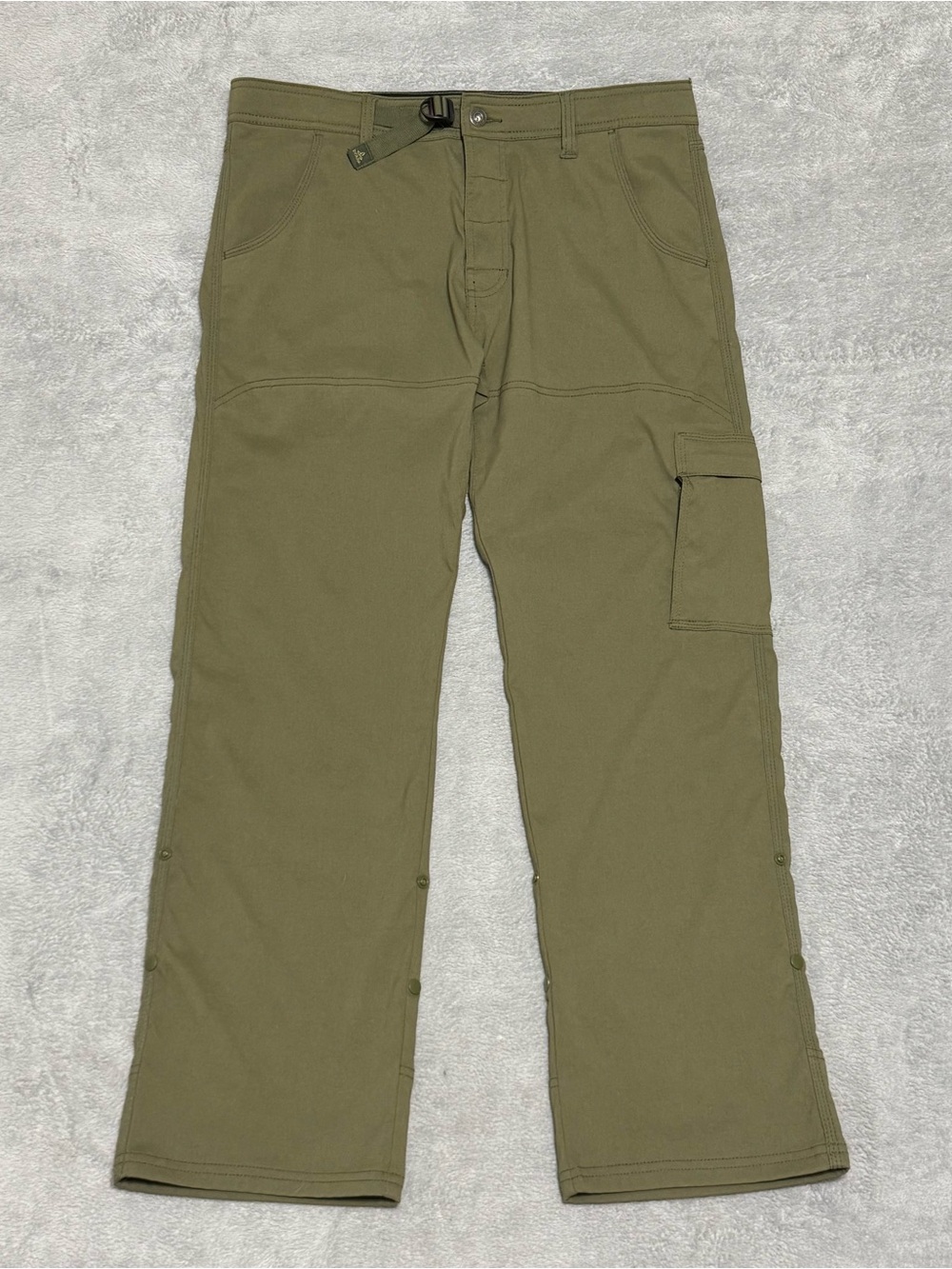 Prana Stretch Zion Convertible Hiking Pants Green Cargo Men 34x30 Outdoors Belt